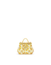 Sicily bag in glossy calfskin leather with yellow majolica print - | Dolce & Gabbana