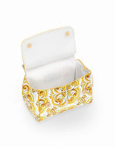 Sicily bag in glossy calfskin leather with yellow majolica print - | Dolce & Gabbana