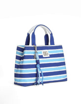 Canvas handbag with striped print - | Dolce & Gabbana