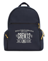 Rubberized technical fabric backpack with logo print - | Dolce & Gabbana