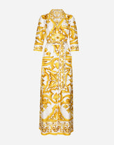Silk twill robe with majolica print - | Dolce & Gabbana