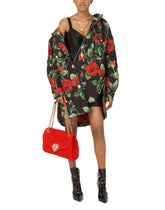 Quilted cordura jacket with rose print and hood - | Dolce & Gabbana