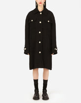 Bouclé coat with pearl DG buttons - | Dolce & Gabbana