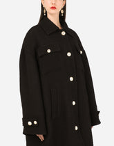 Bouclé coat with pearl DG buttons - | Dolce & Gabbana