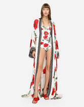 Poppy-print twill caftan - | Dolce & Gabbana