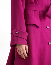 Single-breasted coat with belt in wool crepe - | Dolce & Gabbana