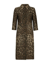 Single-breasted coat in leopard Jacquard wool - | Dolce & Gabbana