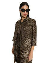 Single-breasted coat in leopard Jacquard wool - | Dolce & Gabbana