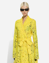 Floral cordonetto lace trench coat with DG logo - | Dolce & Gabbana