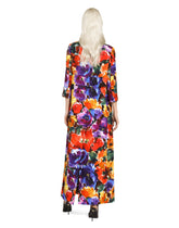Long brocade coat with abstract flower print - | Dolce & Gabbana