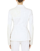 Single-breasted denim and lace patchwork jacket - | Dolce & Gabbana
