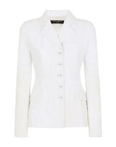 Single-breasted denim and lace patchwork jacket - | Dolce & Gabbana