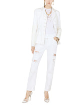 Single-breasted denim and lace patchwork jacket - | Dolce & Gabbana
