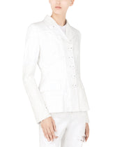 Single-breasted denim and lace patchwork jacket - | Dolce & Gabbana