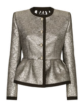Lamé jacquard jacket with peplum detail - | Dolce & Gabbana