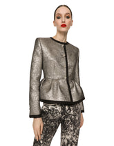 Lamé jacquard jacket with peplum detail - | Dolce & Gabbana