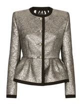 Lamé jacquard jacket with peplum detail - | Dolce & Gabbana