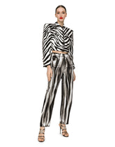 Cropped cady jacket with zebra print - | Dolce & Gabbana