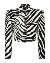 Cropped cady jacket with zebra print - | Dolce & Gabbana