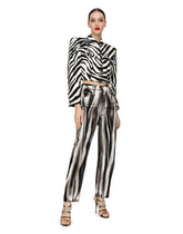 Cropped cady jacket with zebra print - | Dolce & Gabbana