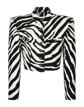 Cropped cady jacket with zebra print - | Dolce & Gabbana