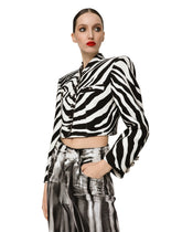 Cropped cady jacket with zebra print - | Dolce & Gabbana