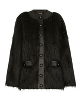 Black fox-effect faux fur jacket - | Dolce & Gabbana