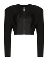 Cropped wool jacket with bustier details - | Dolce & Gabbana