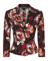 Short cady jacket with peony print - | Dolce & Gabbana