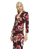 Short cady jacket with peony print - | Dolce & Gabbana