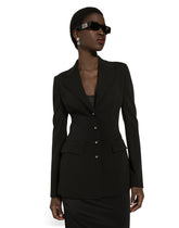 Single-breasted Turlington jacket in jersey Milano rib - | Dolce & Gabbana