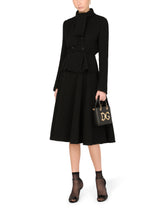 Short double-breasted bouclé jacket with pussy-bow neck - | Dolce & Gabbana