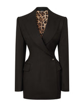 Double-breasted wool diagonal-weave coat with DG buttons - | Dolce & Gabbana