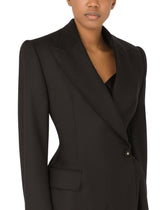 Double-breasted wool diagonal-weave coat with DG buttons - | Dolce & Gabbana