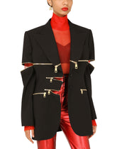 Single-breasted jacket with zipper - | Dolce & Gabbana