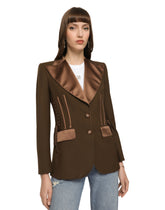 Single-breasted gabardine jacket with lacing - | Dolce & Gabbana