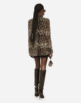 Turlington double-breasted jacket in leopard Jacquard wool - | Dolce & Gabbana