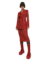 Double-breasted blazer in leopard-print jersey - | Dolce & Gabbana