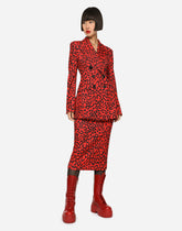 Double-breasted blazer in leopard-print jersey - | Dolce & Gabbana