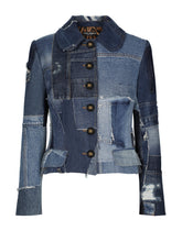 Single-breasted denim patchwork jacket - | Dolce & Gabbana