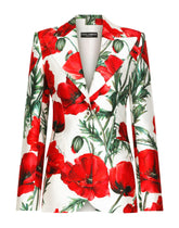 Poppy-print shantung Turlington blazer - | Dolce & Gabbana