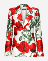 Poppy-print shantung Turlington blazer - | Dolce & Gabbana