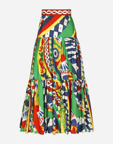 Long Carretto-print poplin skirt with ruffles - | Dolce & Gabbana