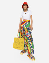 Long Carretto-print poplin skirt with ruffles - | Dolce & Gabbana