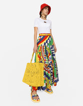 Long Carretto-print poplin skirt with ruffles - | Dolce & Gabbana