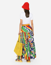 Long Carretto-print poplin skirt with ruffles - | Dolce & Gabbana