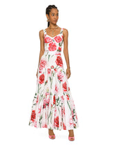 Long carnation-print poplin skirt - | Dolce & Gabbana