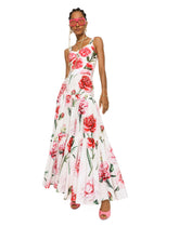 Long carnation-print poplin skirt - | Dolce & Gabbana