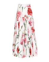 Long carnation-print poplin skirt - | Dolce & Gabbana