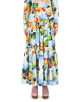 Long hydrangea-print poplin skirt - | Dolce & Gabbana